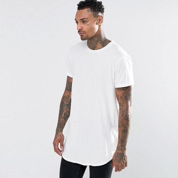 

ALL new Men's T Shirt Kanye West Extended T-Shirt Men's clothing Curved Hem Long line Tops Tees Hip Hop Urban Blank Justin Bieber