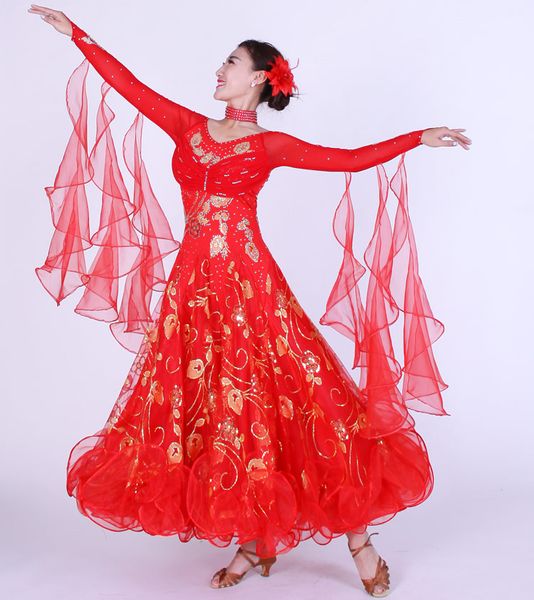 

new sequin social dance ballroom dance performance competition suits modern waltz dresses custom-made for women girl, Black;red