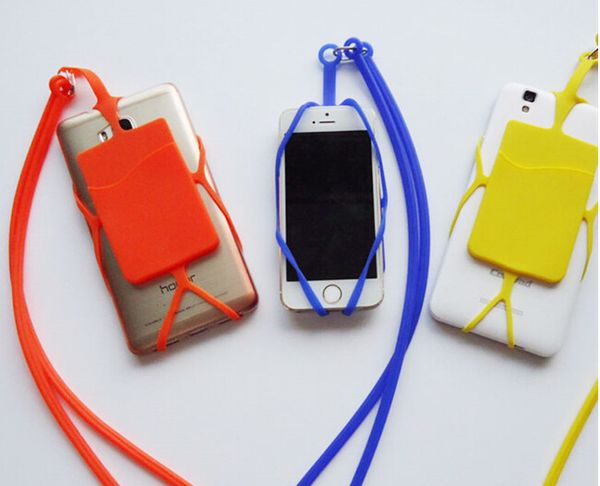 

universal card holder lanyard silicone holder lanyard necklace wrist strap silicone lanyard smart mobile phone case cover
