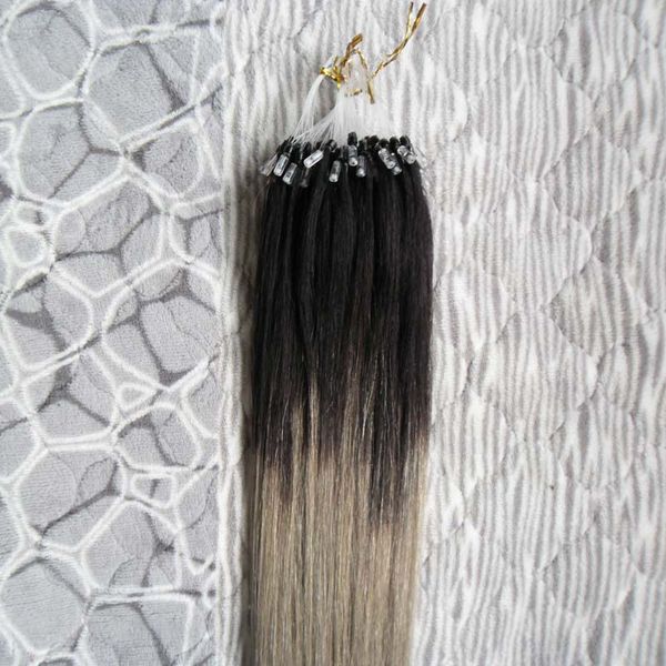 Micro Ring Ombre 1 g per filo 100 g per confezione Micro Ring Loop Hair Extension Pure Color Tipped Remy Human Hair Straight Extensions