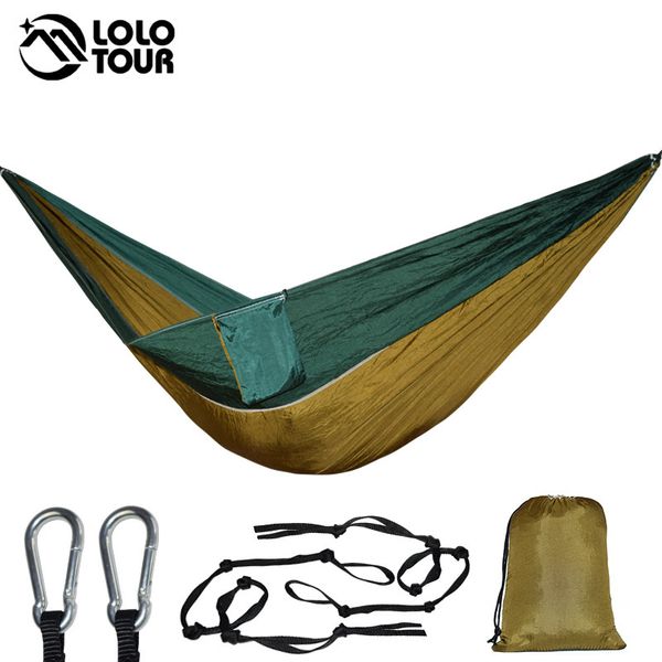 

outdoor double hammock portable nylon 2 person hamaca hamak rede garden hanging chair sleeping travel swing hamac