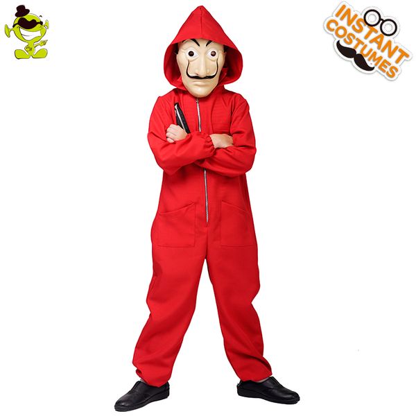 

the house of paper dali cosplay costume la casa face fancy party halloween costume for kids salvador dali, Black;red