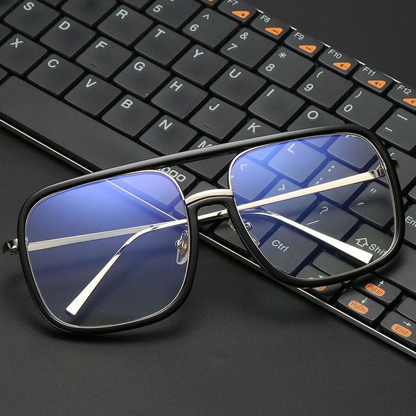 

vcka anti blue light glasses frame women oversized metal frame goggles radiation-resistant square computer men gaming eyewear, Silver