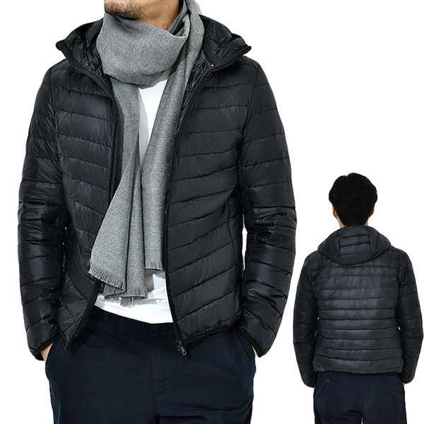 

90% white duck down jacket men winter ultralight light hooded male parka coat man brand clothing muls outwear md707, Black