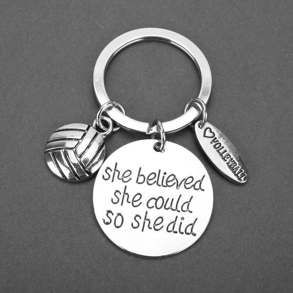 

encouraged jewelry she believed she could so did letter keychain pendant key chains women graduation inspirational keyrings, Silver