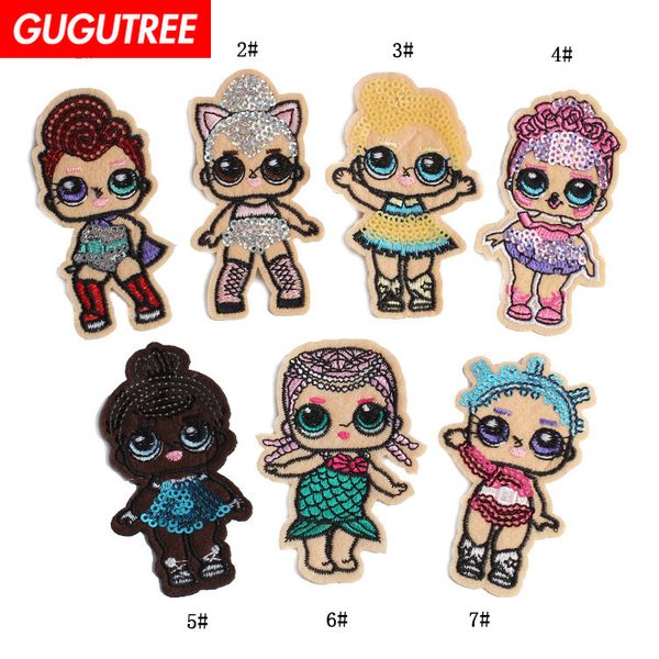 

вышивка блестками девушка-нашивки, мультяшные нашивки, аппликации, нашивки, патчи для одежды sp-61, Black