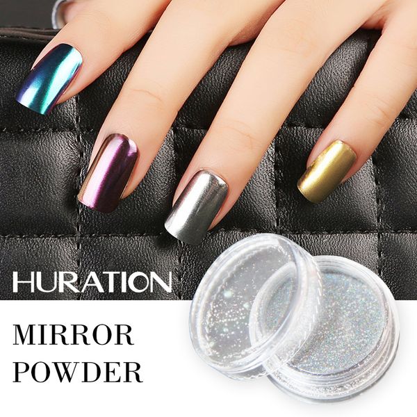 

hutation 1 set 6 color chameleon flake pigment nail sequins glitter dust dazzling chrome flake powder nail glitter, Silver;gold