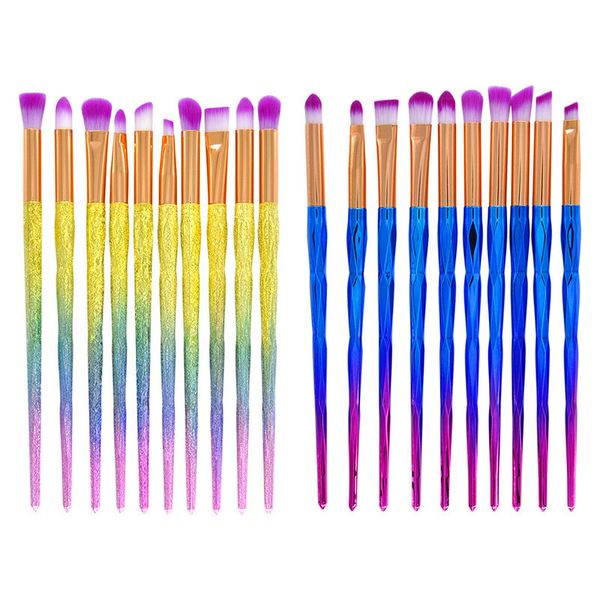 Diamond Eye Makeup Brushes Set 10 pz / set Arcobaleno professionale Make up Eyeliner Set di pennelli per ombretto Sopracciglio Kit di strumenti di bellezza cosmetici