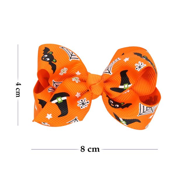 

14pcs /lot boutique halloween hair bow with clips for kids hair pumpkin bows girls halloween party hair accessories, Golden;silver