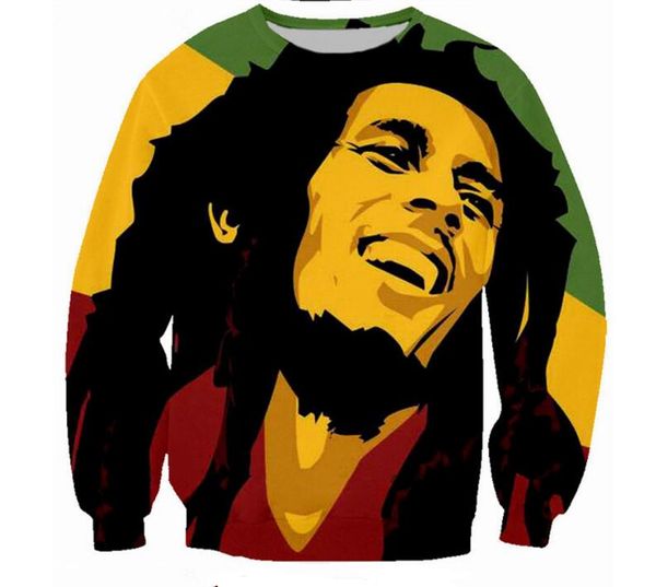 

wholesale-fashion womens/mens pop reggae bob marley funny 3d print casual sweatshirt plus size qqy031, Black