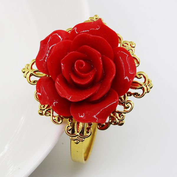 

new 5pc red rose decorative gold napkin rings napkin holder wedding party dinner table decoration intimate accessories