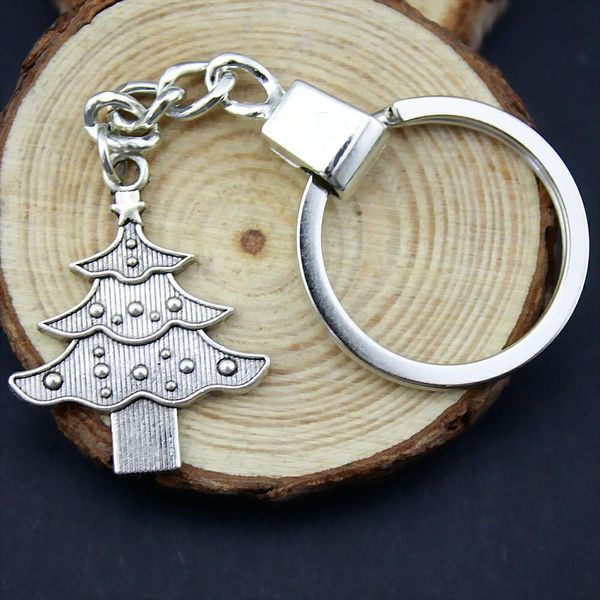 

6 pieces key chain women key rings car keychain for keys christmas tree 33x26mm, Slivery;golden