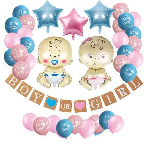 

flower reveal girl" party pack ball and decorations "boy or gender banner shower balloons paper zljq pregnancy baby announcement l