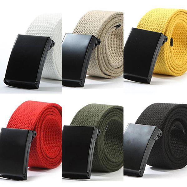 

casual solid color plain webbing canvas waist belt waistband, Black;brown