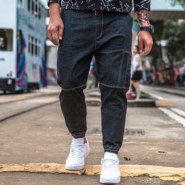 

2018 new arrival men's multi pockets jeans autumn denim pants brand jeans slim casual large size 30-40 42 44 46 pants, Blue