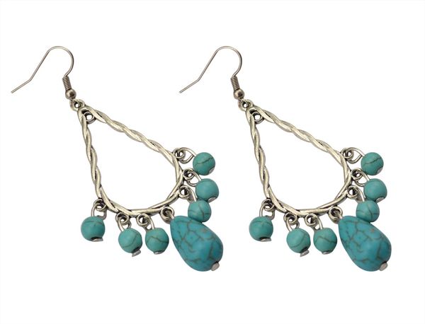 

1 color new fashion bohemia tibet silver water drop turquoise dangle earrings jewelry design