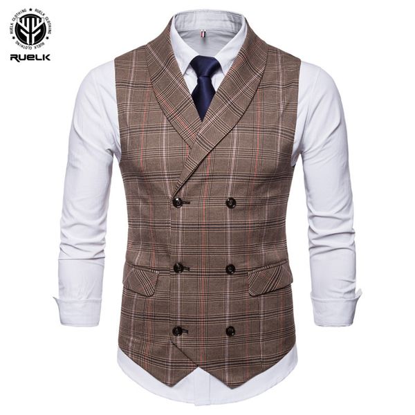 

ruelk 2018 selling mens suit vest fashion casual everyday slender checker lattice men's vest coat thin business jacke, Black;white