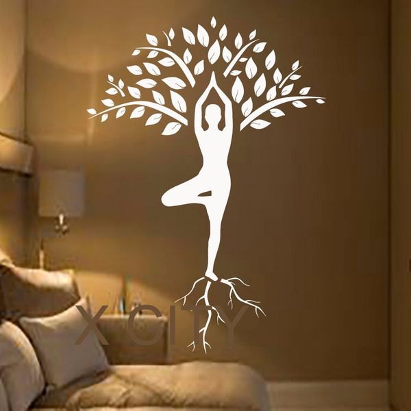 Grosshandel Baum Wall Decals Kunst Gymnast Abziehbild Yoga Meditation Vinyl Aufkleber Gym Home Decor Interior Design Wandbilder Von Wallstickerworld