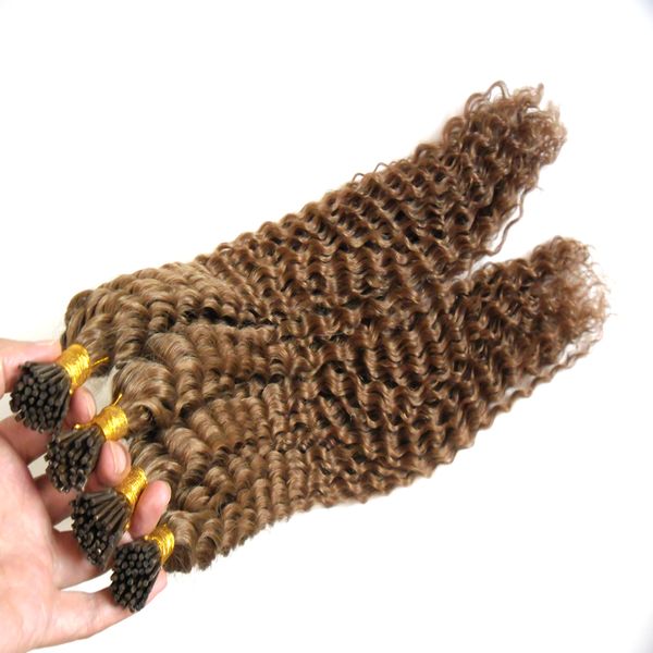 

brazilian deep curly pre bonded brazilian curly hair keratin stick tip human hair extensions 200g remy human keratin i tip hair extensions, Black