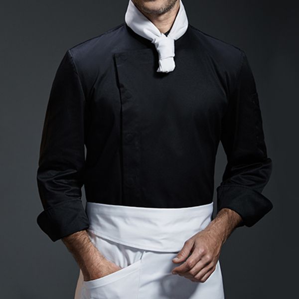 

white gray black long sleeve shirt luxury l restaurant kitchen chef uniform bistro baker bartender catering work wear b96