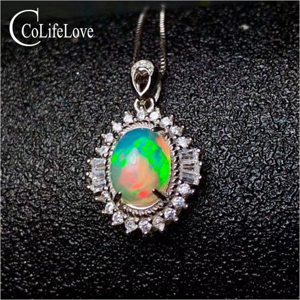 

elegant opal pendant for party 7 mm * 9 mm natural australia opal pendant solid 925 silver jewelry gift for woman