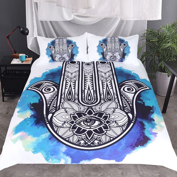 

home textiles bedding sets hamsa hand print contain pillowcase comforter bed set  full size 3 pcs high quality