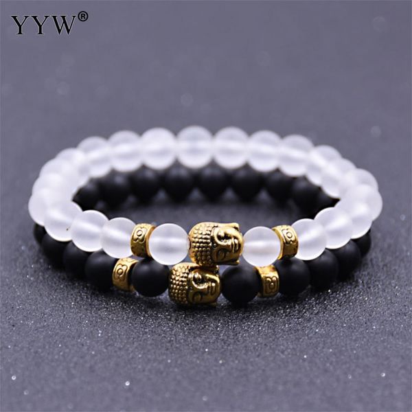 

buddha shape glass bracelet religious zine alloy plated 7.5inch strand fashion jewelry for women and men wholesale, Black