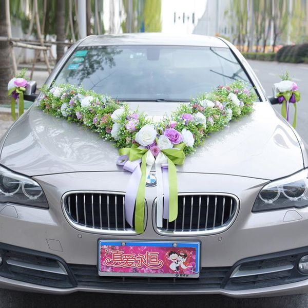 

2018 wedding car dress up wedding supplies factory batch eucalyptus rose wedding car big v
