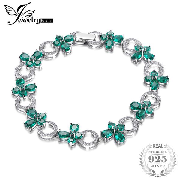 

jewelrypalace luxury butterfly shape 6.8ct created emerald tennis bracelets for women authentic 925 sterling silver fine jewelry, Golden;silver