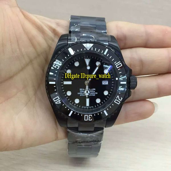 

limited new 44mm sea-dweller 116660 black dial asian 2813 automatic mens watch black ceramic bezel pvd black steel case/ band gents watches, Slivery;brown