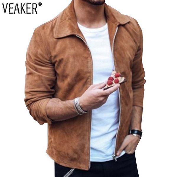 

2018 new men's slim fit suede jacket coat male autumn turn down collar zipper jackets coat solid color outerwear s-3xl, Black;brown