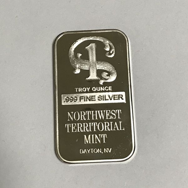 

10 pcs non magnetic northwest territorial mint coin brass core 1 oz silver plated ingot badge 50 mm x 28 mm home decoration bar