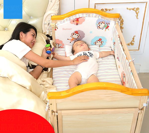 

environmental protection multifunction no paint wood cradle bed newborn cradle shaker cribs bed with rolling wheel