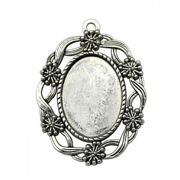 

7 pieces cabochon cameo base tray bezel blank jewelry findings components flower infinite sign inner size 18x25mm oval cameos and cabochons, Slivery;crystal