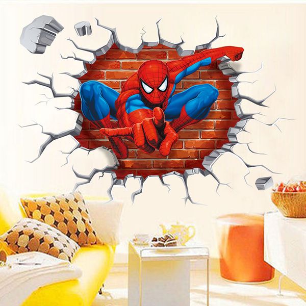 

creative home decor 3d wall stickers cartoon " spider man" pattern for baby room 45*50 cm mural art decals wallpapers