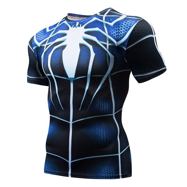

marvel superhero compression shirt iron man tights gym cycling base layer men fitness sports jersey gym clothing, Black;blue