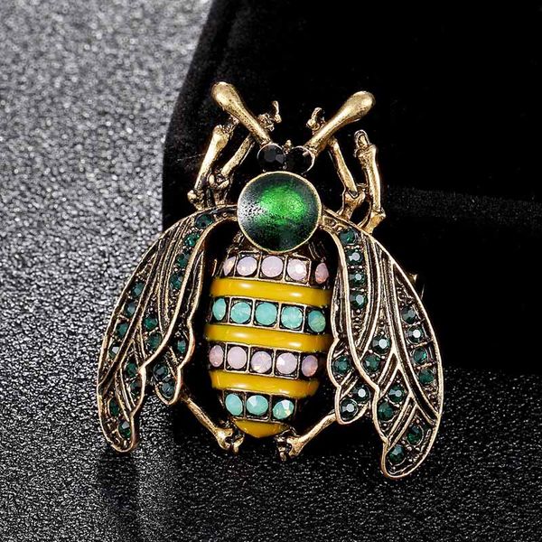 

zlxgirl jewelry brand pink green opal stone bee brooches for womens kids party gifts fashion green enamel insect pin brooch vaz, Gray