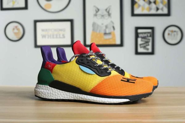 

pharrell solar hu glide st running shoes men women multicolor black white sneaker sending with box