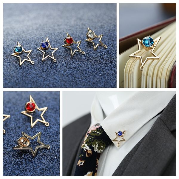 

fashion korean version of the five-pointed star diamond clothing accessories electroplated brooches broche wholesale drop shipping, Gray