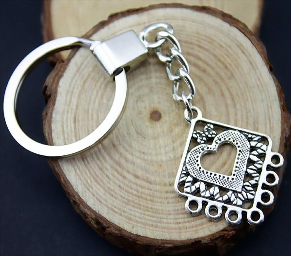 

6 pieces key chain women key rings car keychain for keys earring connector 31x25mm, Slivery;golden