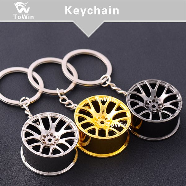 Metal Car Key Chain Best Luxury Gift Colorful Wheels Four Color Optional Car Decorations Zinc Alloy Car Keychain Interior Accessories For Trucks