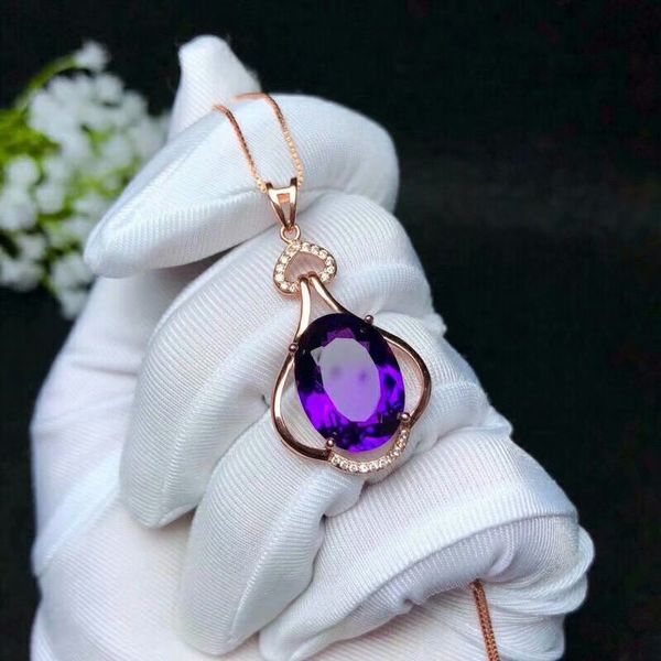 

shilovem 925 silver piezoelectricity amethyst pendants send necklace classic wholesale fine women new gift 12*16mm bz121601agz