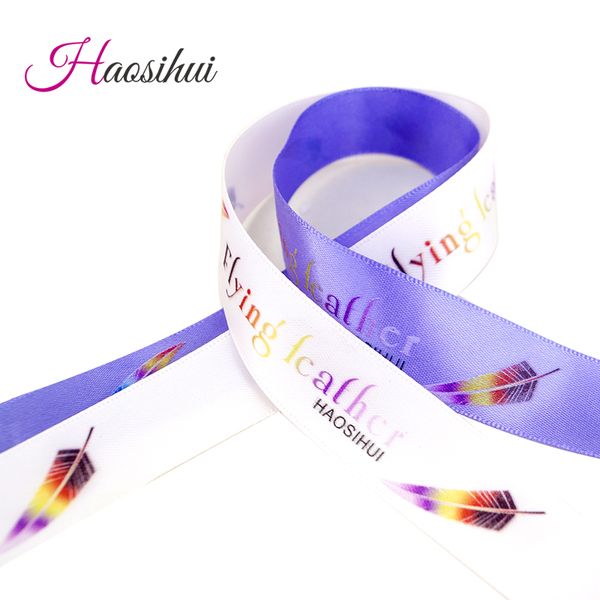 

haosihui 7/8''(23mm) custom ribbon printed logo and design satin ribbon 10yards/roll