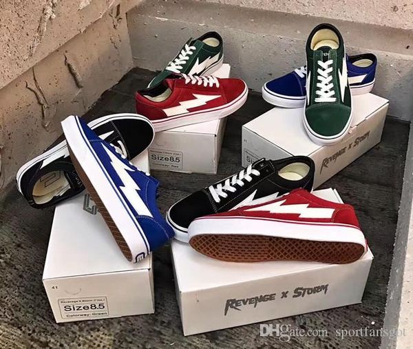 

REVENGE x STORM Shoes,Revenge of the storm! joint lightning KANYE little brother works, four color men and women shoes with box 36-44