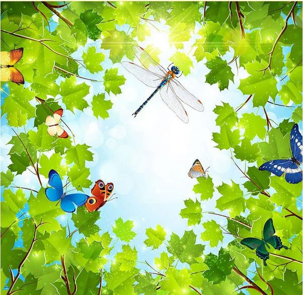 

3d пол обои лес, вид снизу 3d пол живопись водонепроницаемый пвх обои