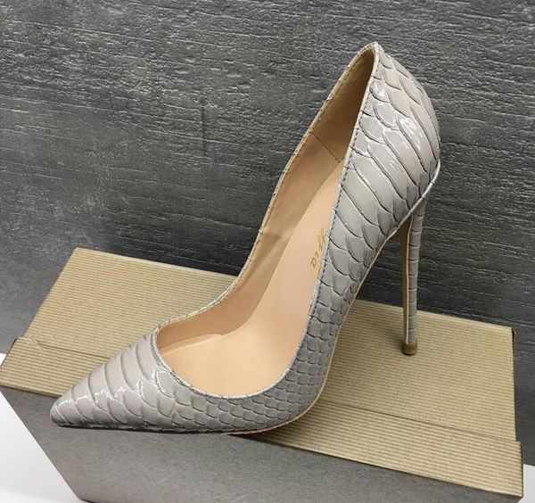 

women lady woman 2019 fashion gray python leather poined toes wedding heels stiletto high heels shoes pumps 12cm 120mm, Black
