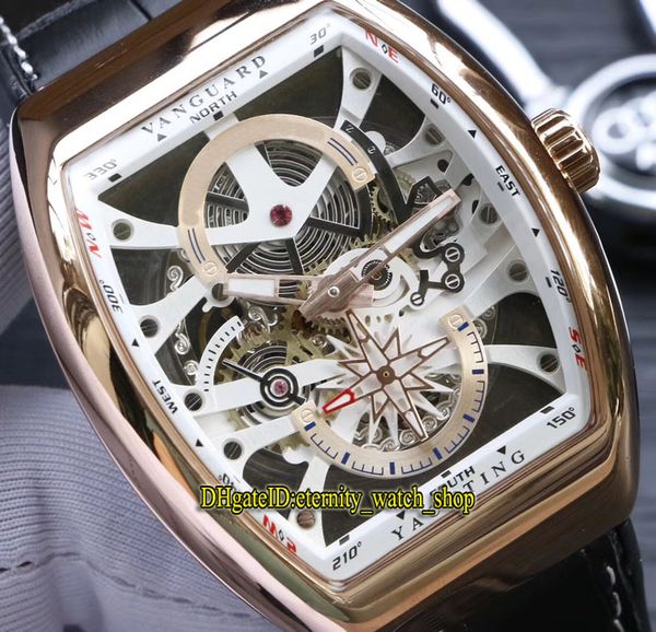 

luxry new vanguard v 45 t gr cs yachting чехол из розового золота с двумя иглами rome dial автоматические механические мужские часы с кожаны, Slivery;brown
