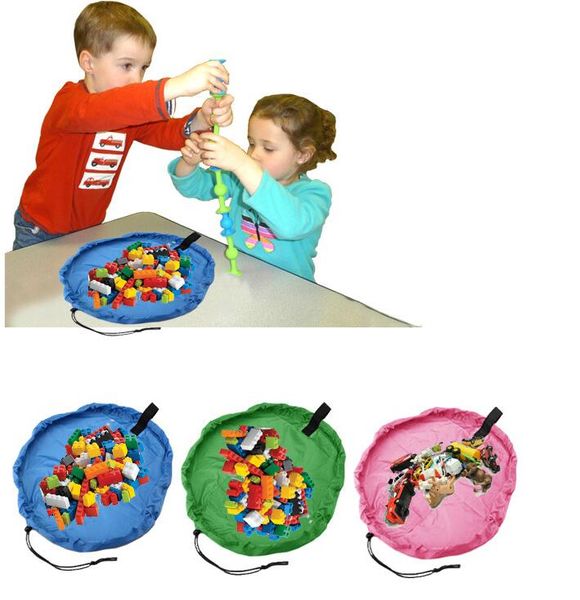 Bambini che giocano tappetino giocattolo Borsa portaoggetti per giocattoli portatile Giocattoli pieghevoli in nylon Custodia per il trasporto Scatola tascabile per la raccolta Tappetini per bambini Tappetini per coperte