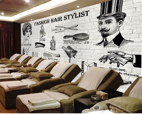 Custom 5d Papel Murals Tools For Hair Stylist 3d Bricks Wall Paper