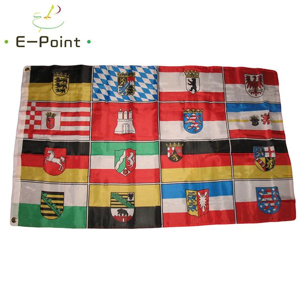 Deutschland-16-Staaten-Flagge, 3 Fuß x 5 Fuß (90 x 150 cm), Größe, Weihnachtsdekoration für Zuhause, Flagge, Banner, Geschenke